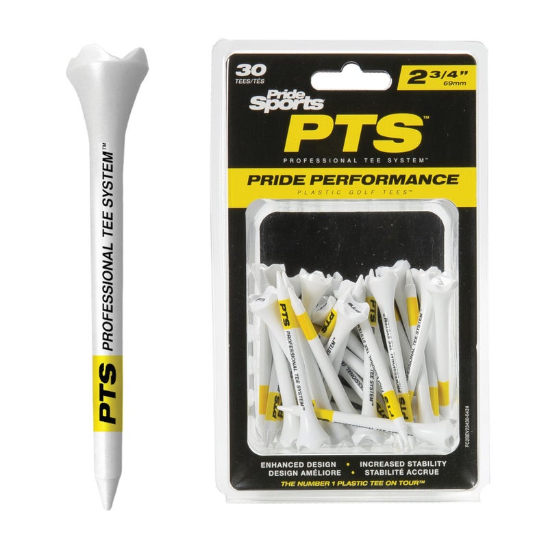 PrideSports PTS Plastic Golf Tees | 30 Count, 2-3/4 Inch | #1 Plastic Tee on Tour | Best for Drivers & Woods - Image 1